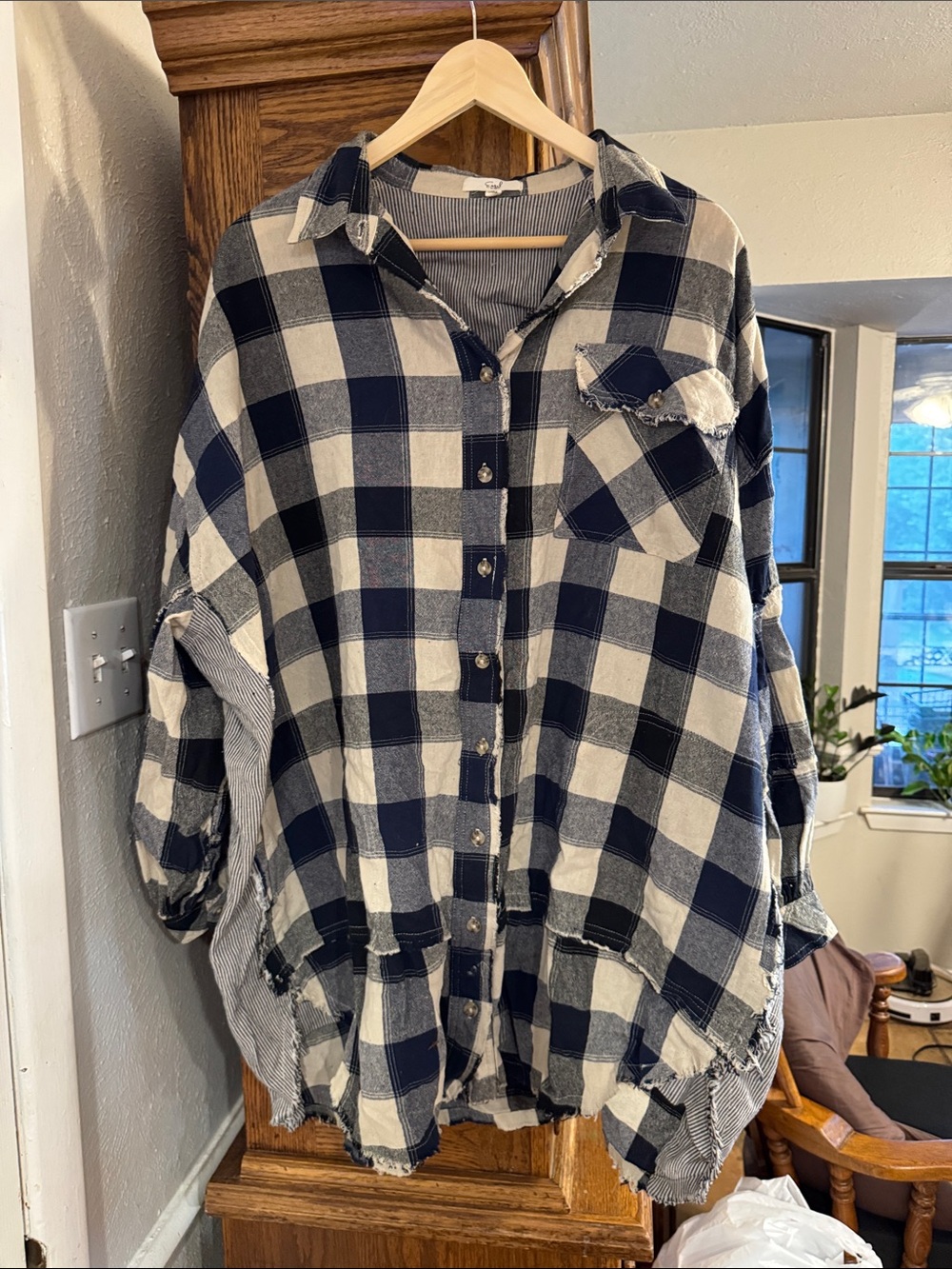 easel Navy & Cream Striped Button-Up Shirt